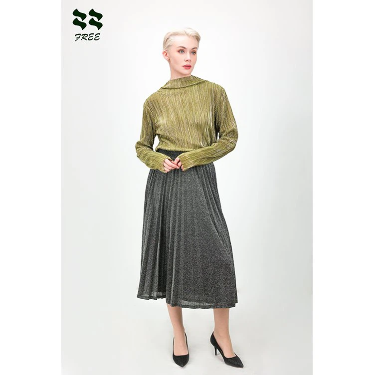 Luxury Pleated Full Length Maxi Skirt With Elastic Waistband